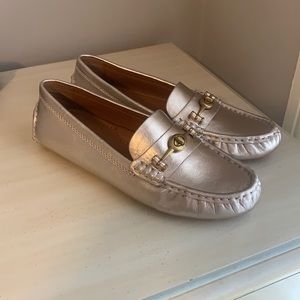 COACH Women’s Metallic Gold Crosby Loafers